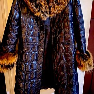 Leather and faux fur knee length coat!